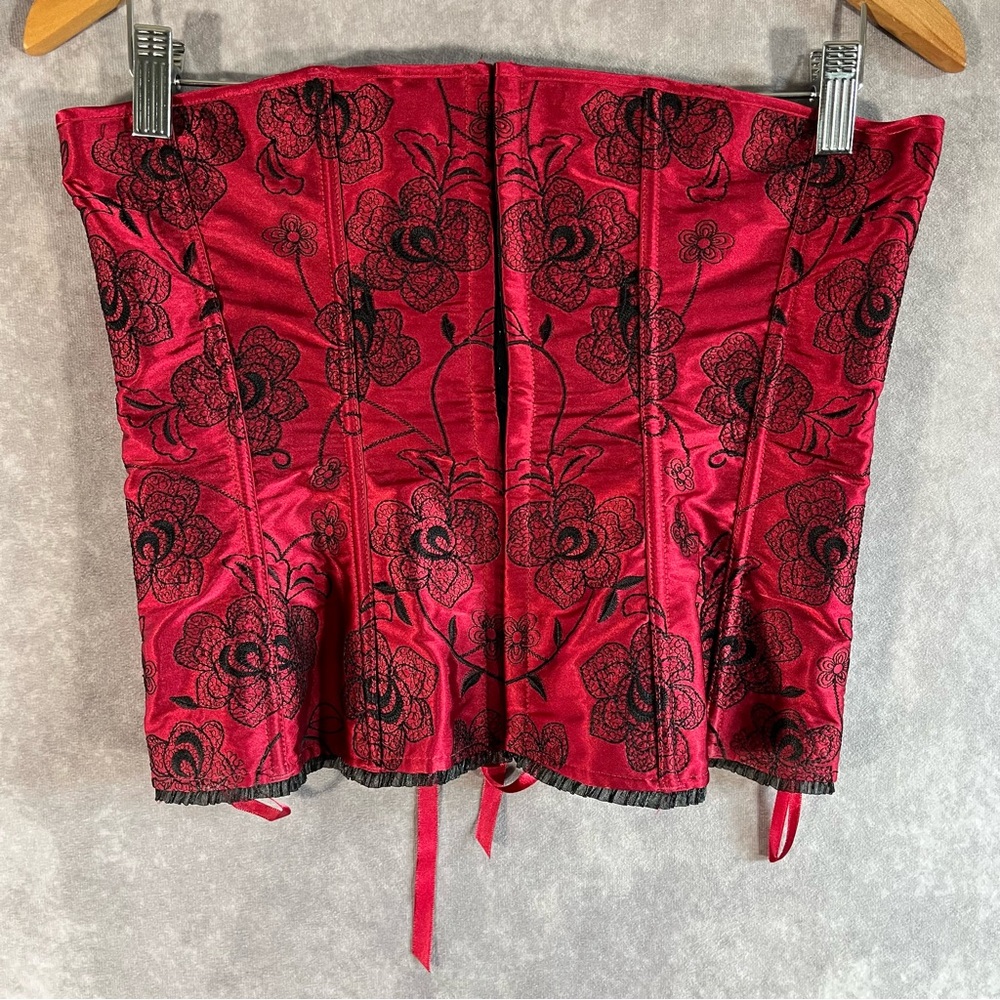 Vintage Fredericks Of Hollywood Corset Womens 34 Red Bustier Strapless Shaping